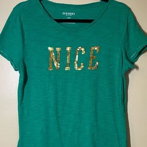 Old Navy Christmas Women’s NICE T shirt  Large